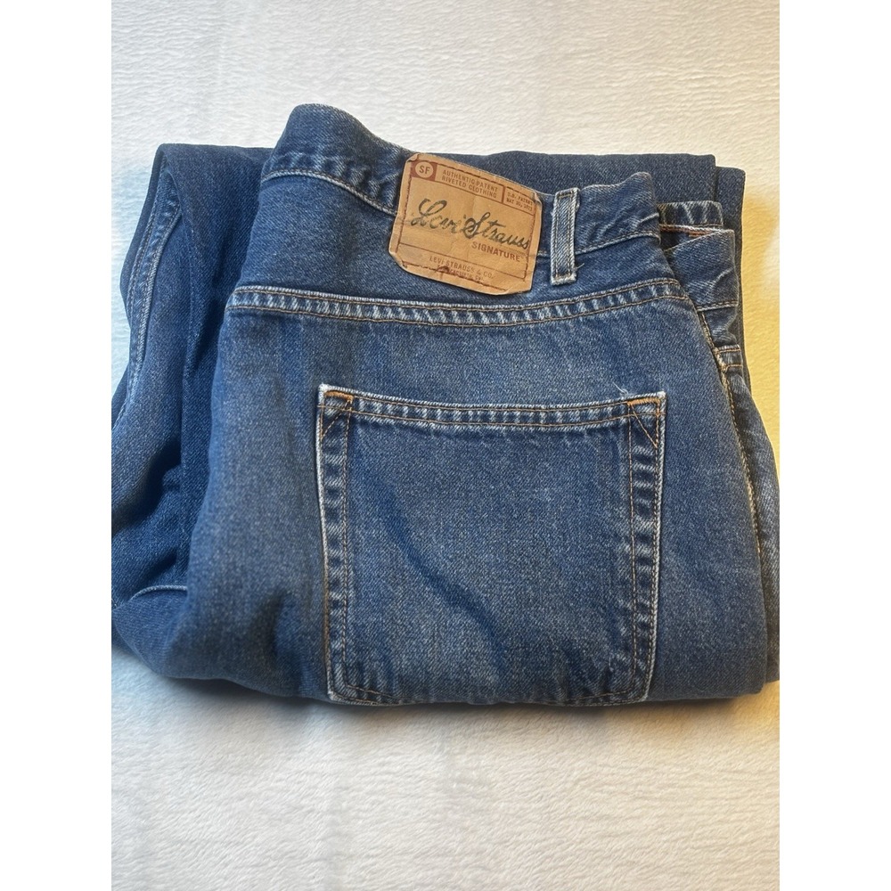 Levi Strauss Signature Loose Straight Mens‎ 40x31 Distressed Blue Jeans Faded
